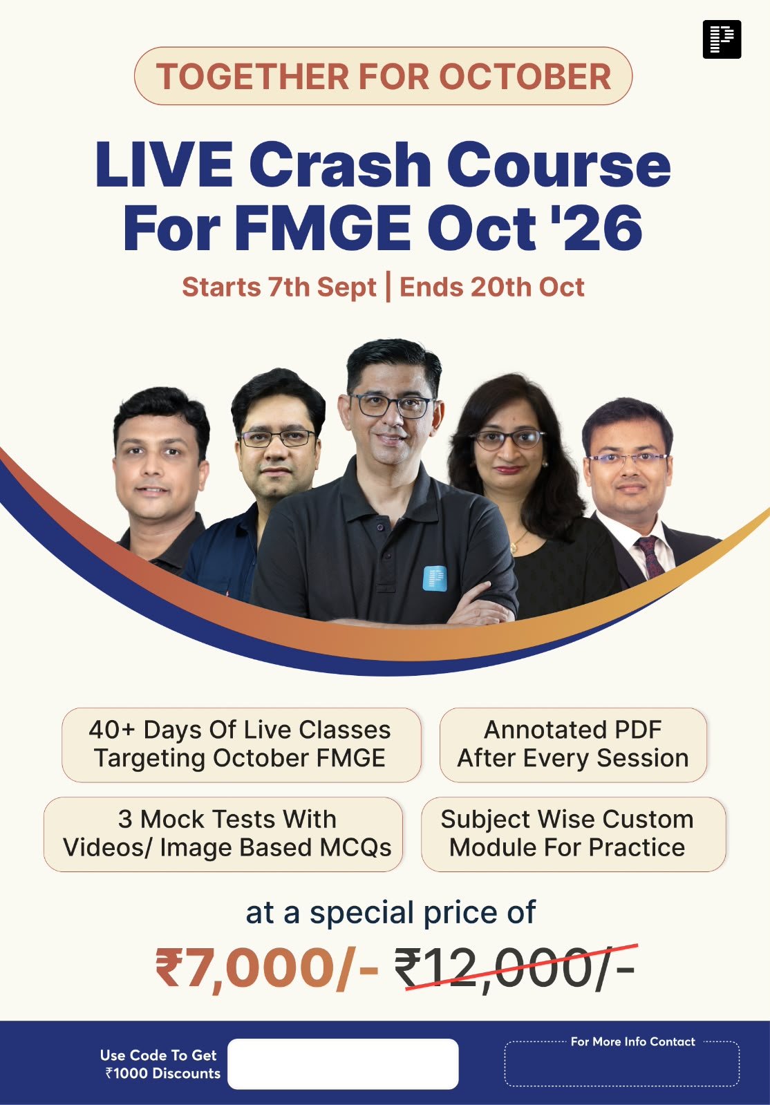 PrepLadder FMGE Live Crash Course Creative